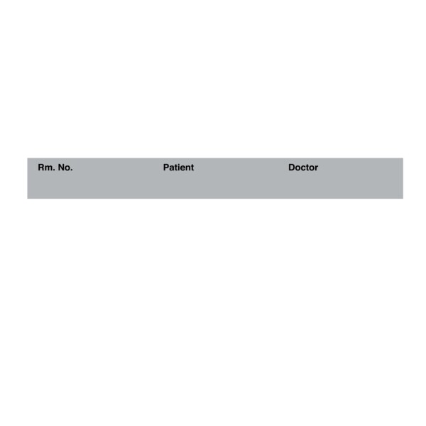 Printed Chart Tape - Rm No Patient Doctor 1/2" Silver w/Black